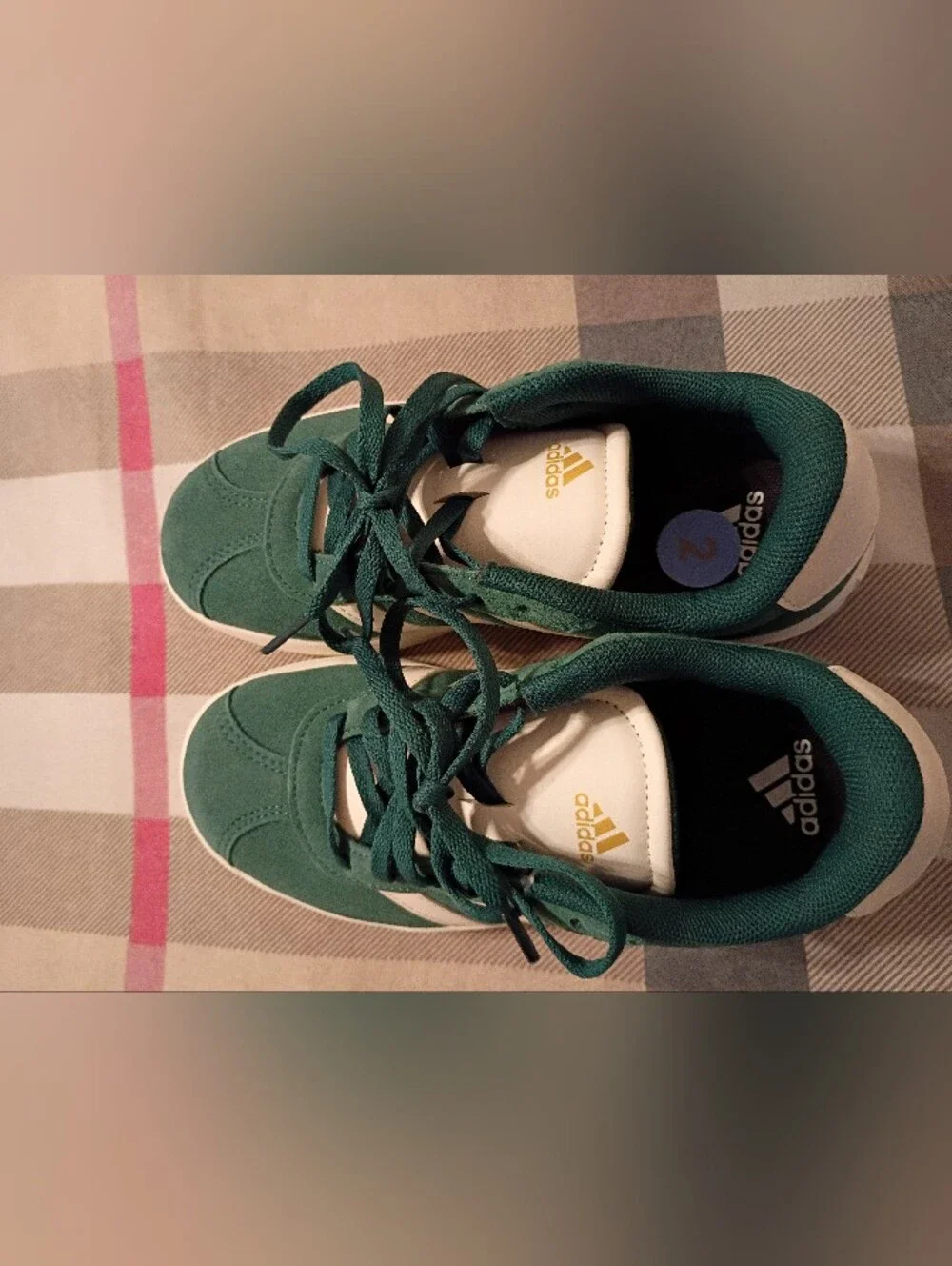 Adidas VL Court 3.0 Trainers, Green Suede Size 2 Kids